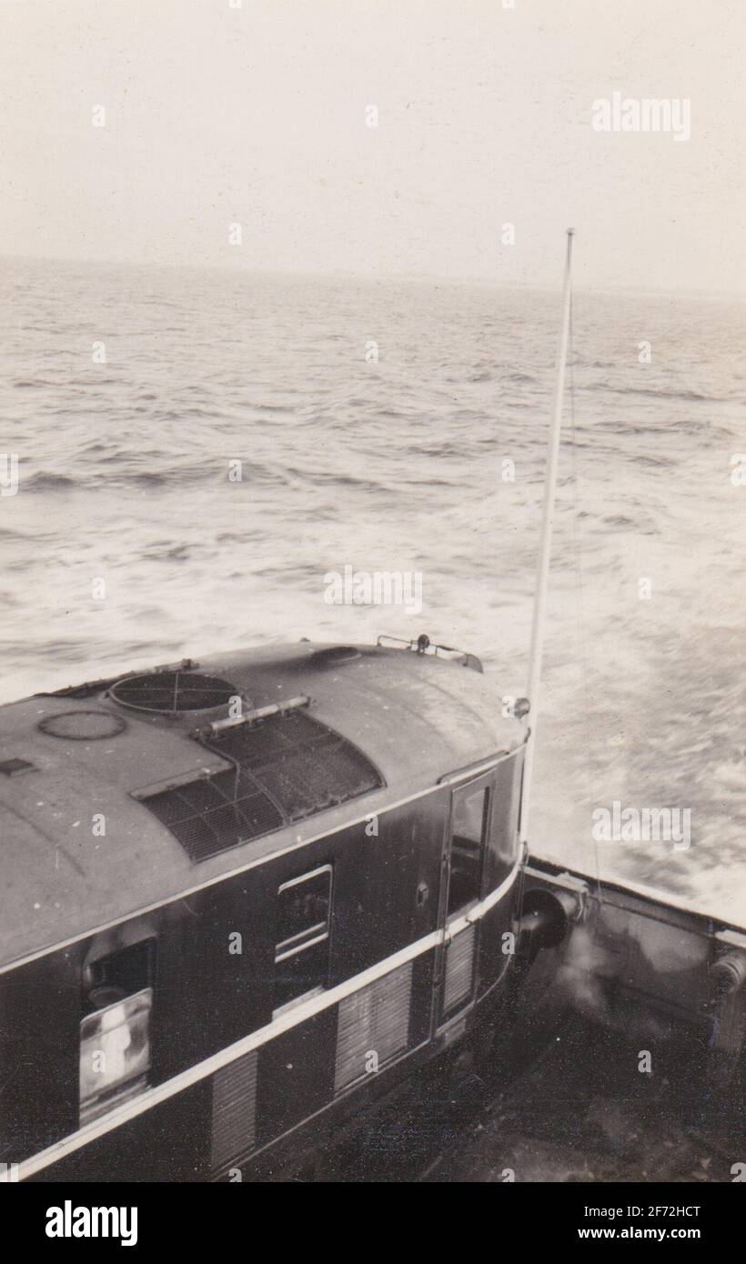 Storebaelt, Dinamarca - Marzo 1940 - tren rápido 'Lyntog' clase MB en el ferry Korsr pocos días antes de la invasión alemana Foto de stock