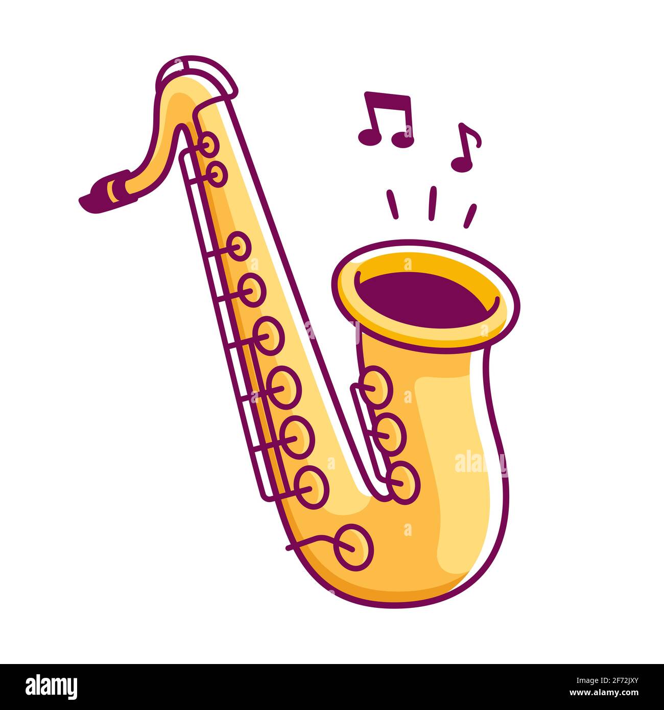 Dibujo saxofón de dibujos animados. Ilustración de clip vectorial aislado  Imagen Vector de stock - Alamy