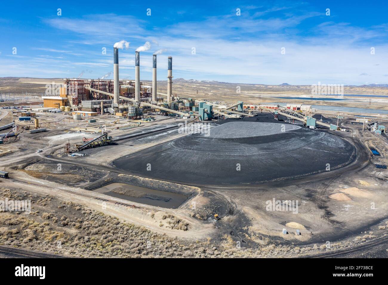 Jim Bridger Power Plant, alimentado por carbón, Point of Rocks, Wyoming, EE.UU Foto de stock