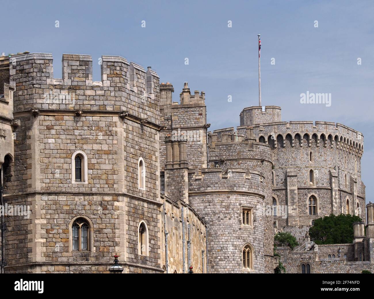 Castillo de Windsor, palacio real inglés, paredes exteriores Foto de stock