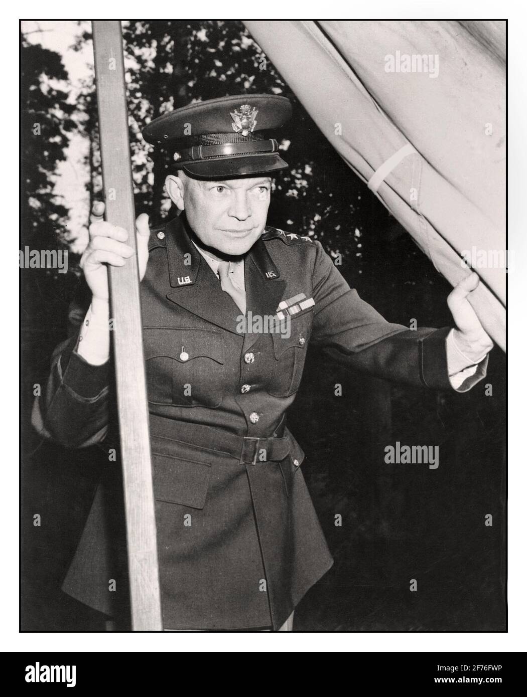 Dwight D Eisenhower imagen promocional y refuerzo de moral en D Día Francia WW2 Segunda Guerra Mundial Foto de stock