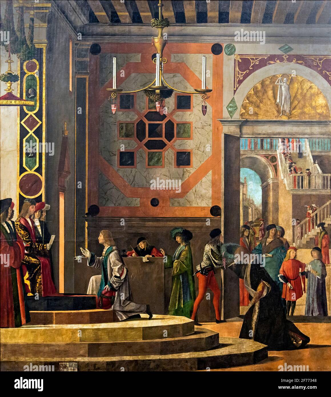 Los Embajadores Depart, parte de la Leyenda de San Ursula, del pintor italiano Vittore Carpaccio (c. 1465-1525/1526), óleo sobre lienzo, c. 1495-50 Foto de stock