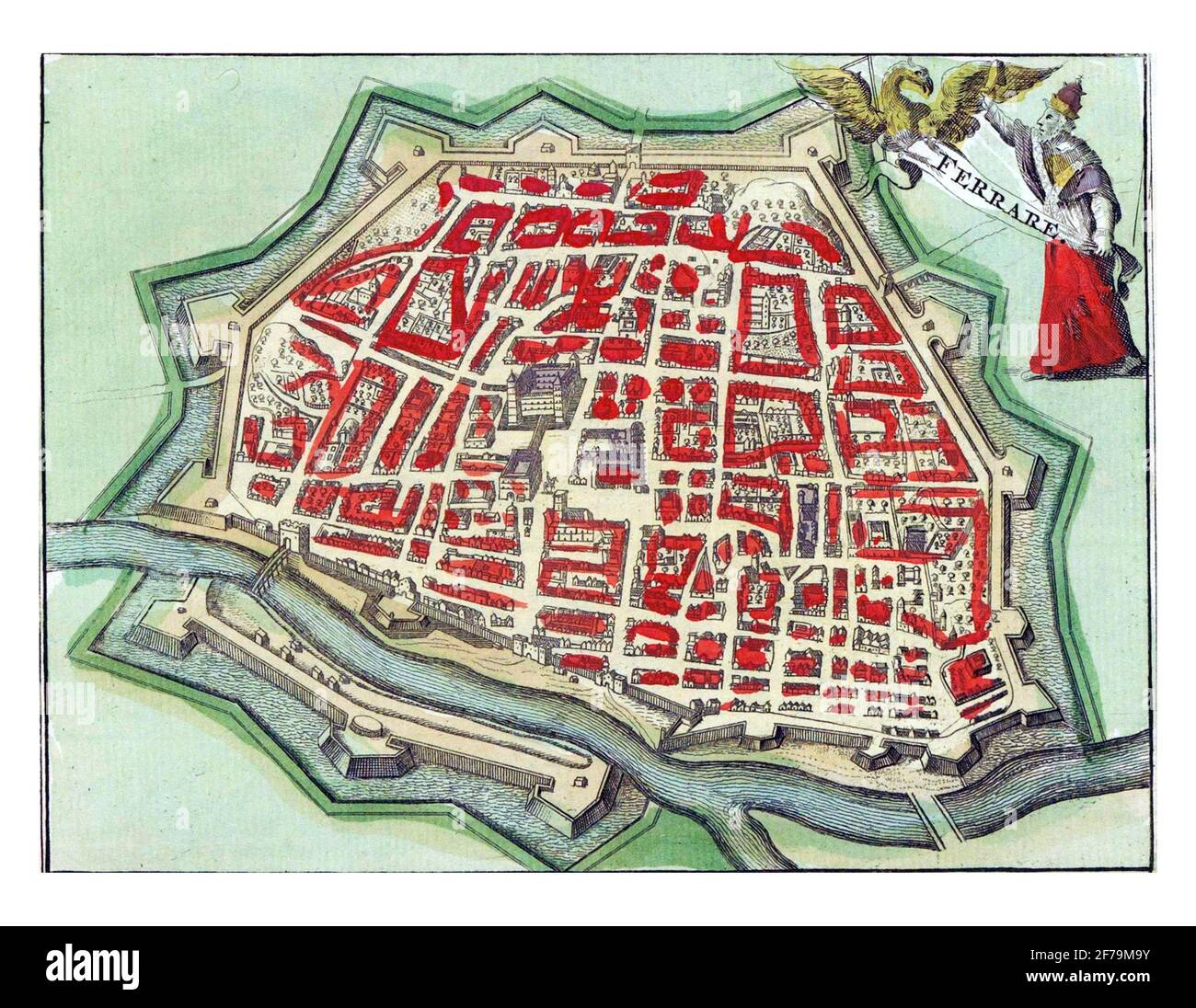 Mapa de Ferrara, grabado vintage Fotografía de stock Alamy