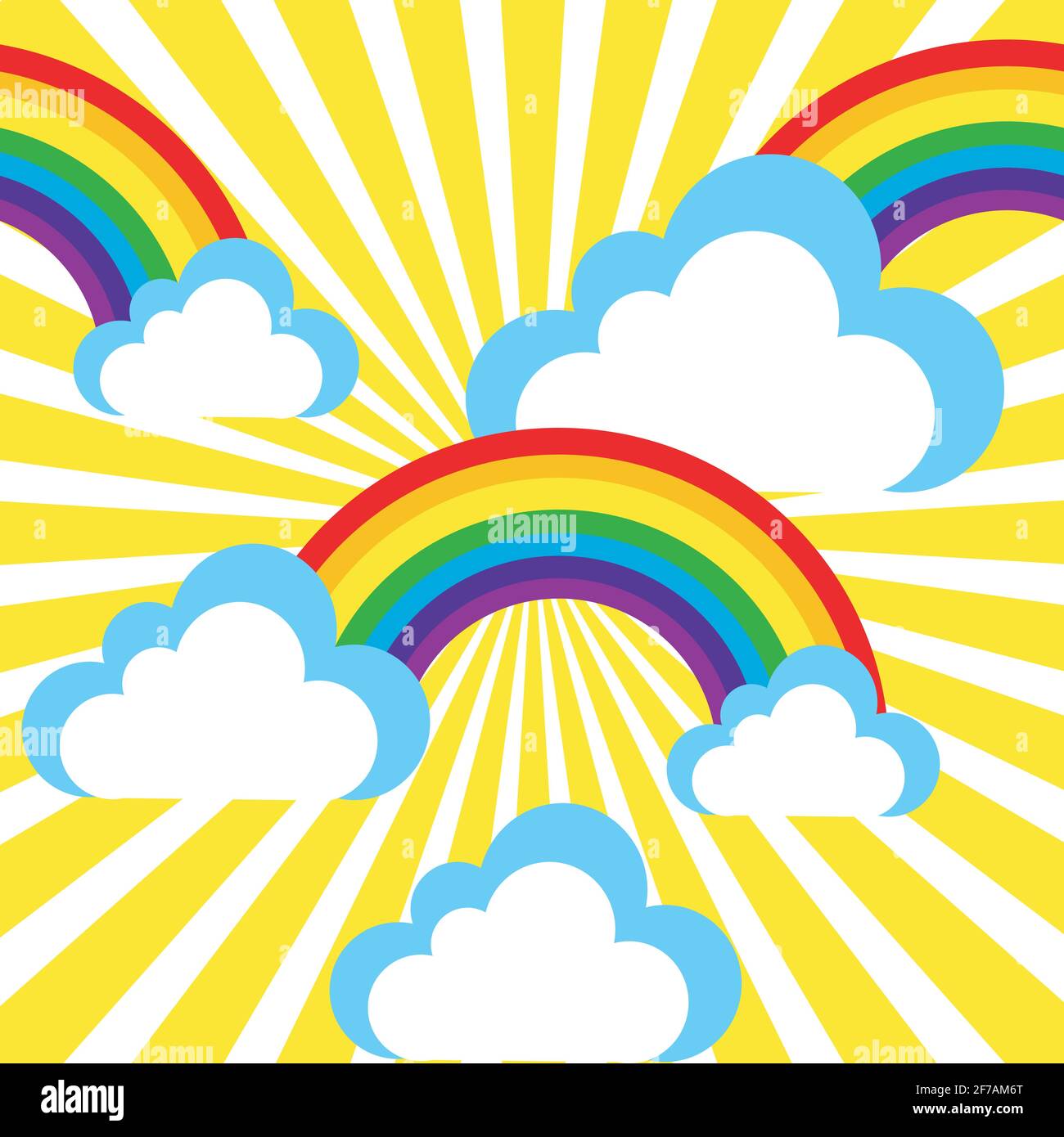 Dibujos animados con arcoiris de fondo del cielo y las nubes Imagen Vector  de stock - Alamy