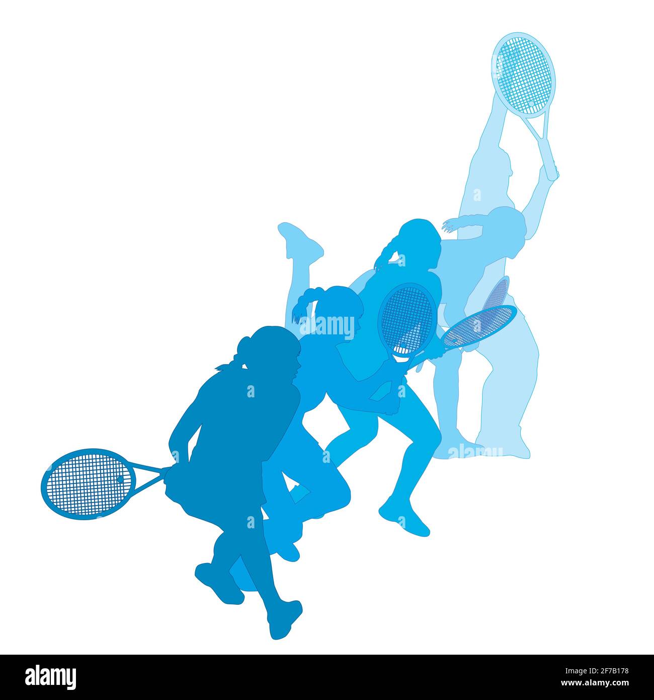 Juego de mujeres jugando ilustración de tenis Ilustración del Vector
