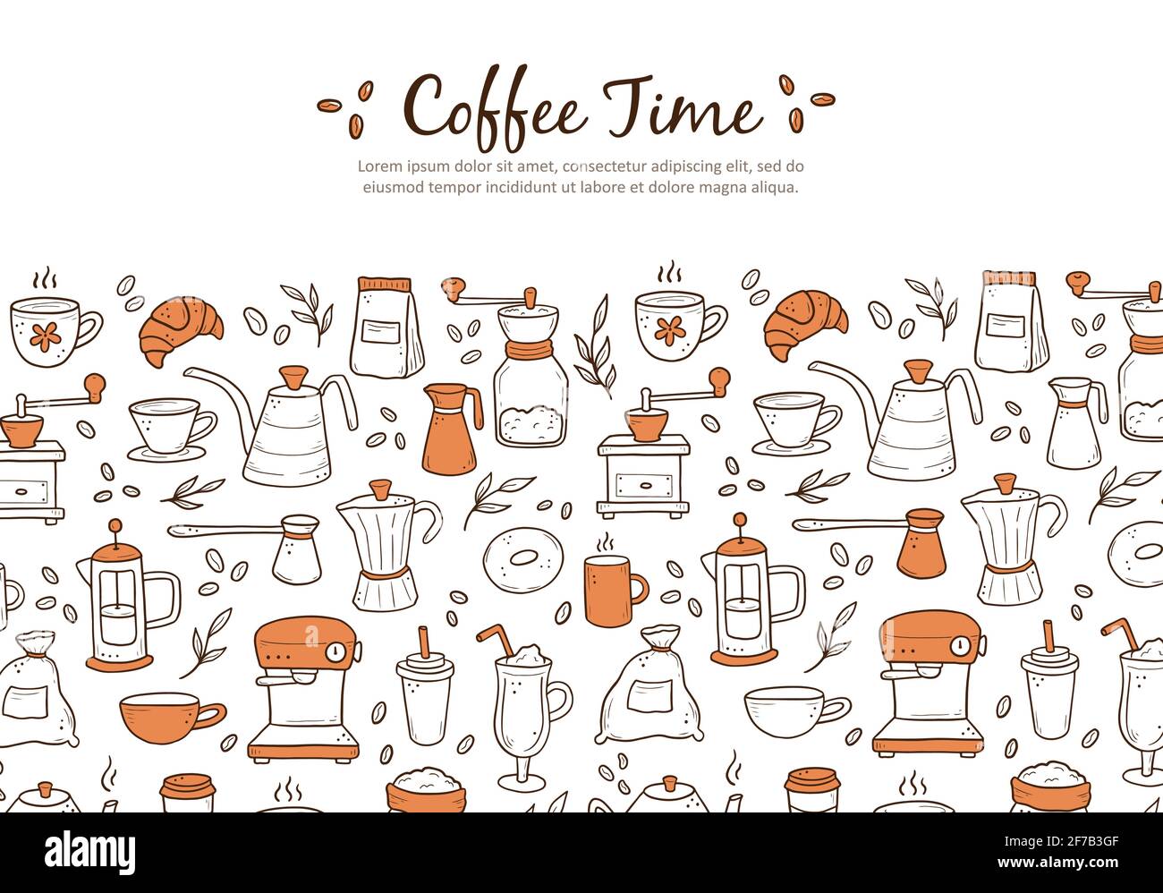 Dibujado a mano de la plantilla del banner del sitio web con diversas