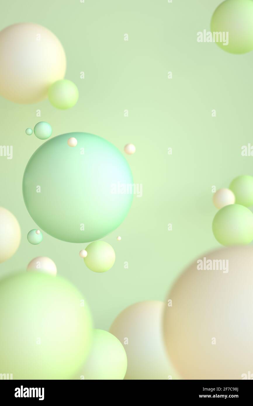 Fondo abstracto de bolas o esferas en colores pastel. 3D ilustración Foto de stock