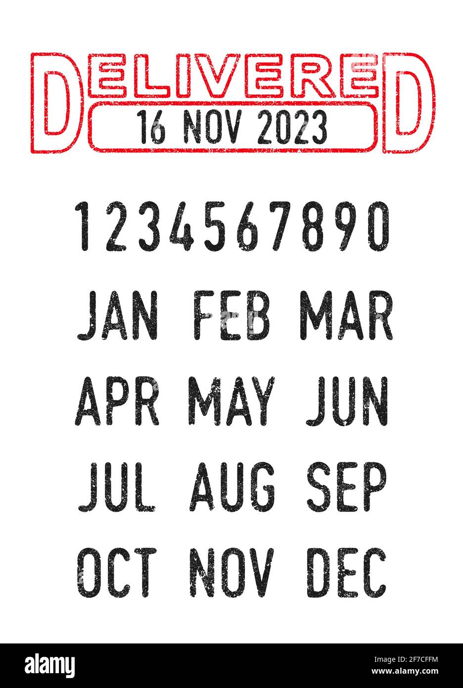 Ilustración vectorial del sello entregado y fechas editables (día, mes y  año) en sellos de tinta Imagen Vector de stock - Alamy