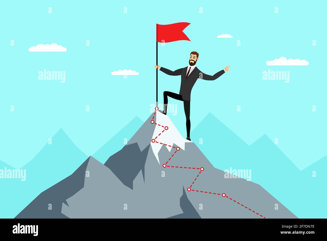 Man climbing career ladder illustration fotografías e imágenes de alta