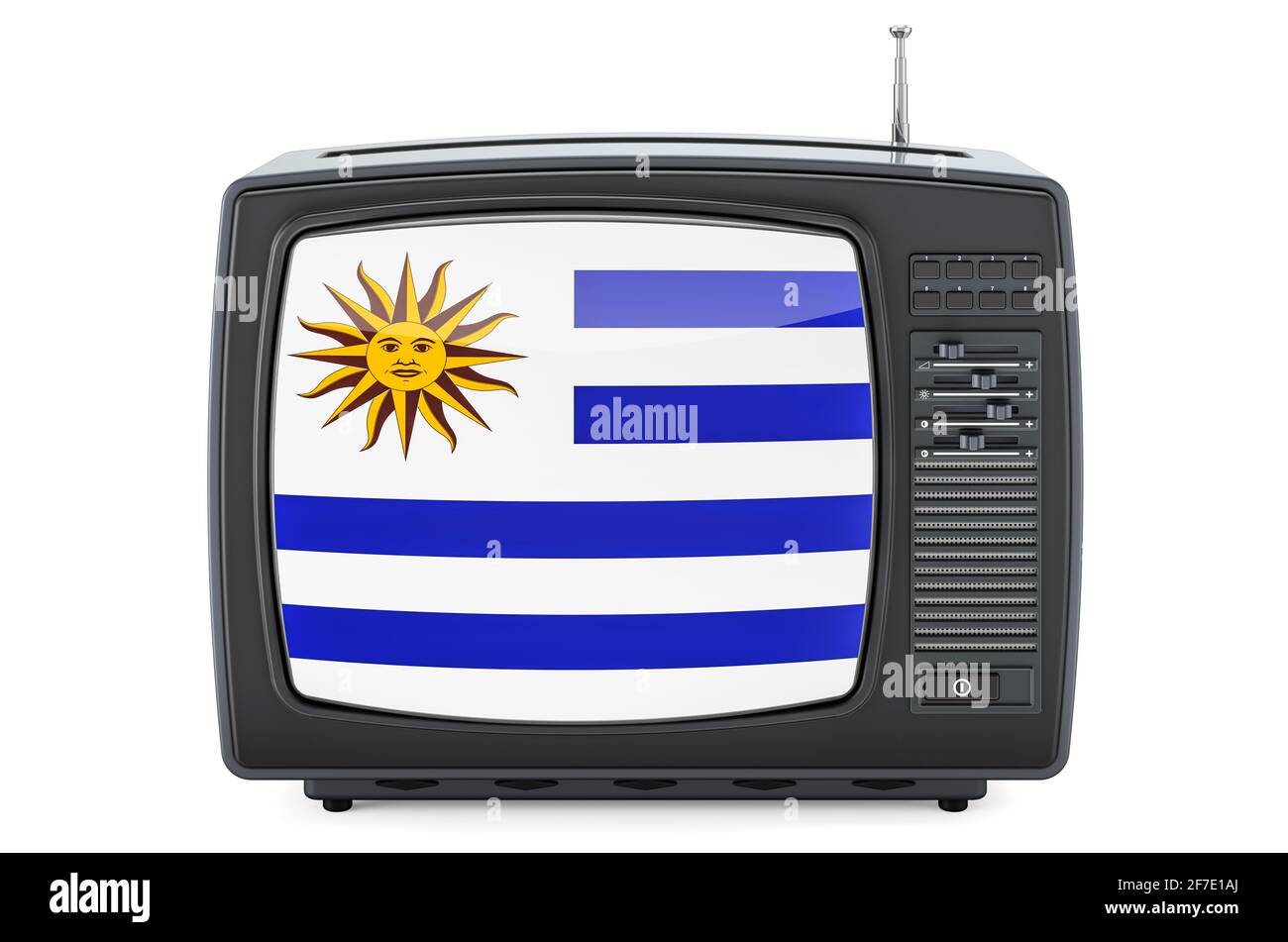 Concepto de Televisión Uruguaya. TV con bandera de Uruguay. 3D  representación aislada sobre fondo blanco Fotografía de stock - Alamy