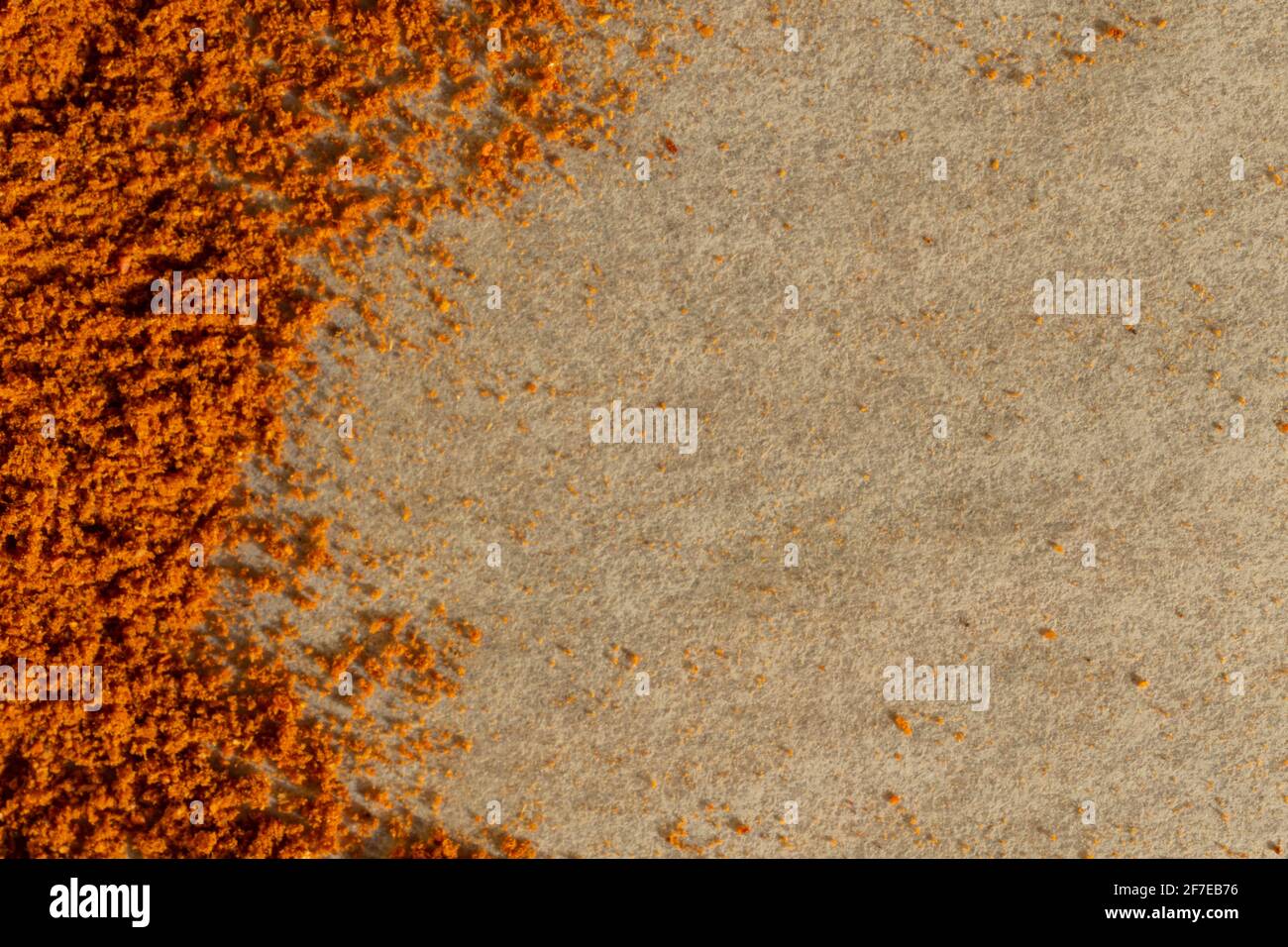 Vista de primer plano del pimentón o el polvo de Chile Foto de stock