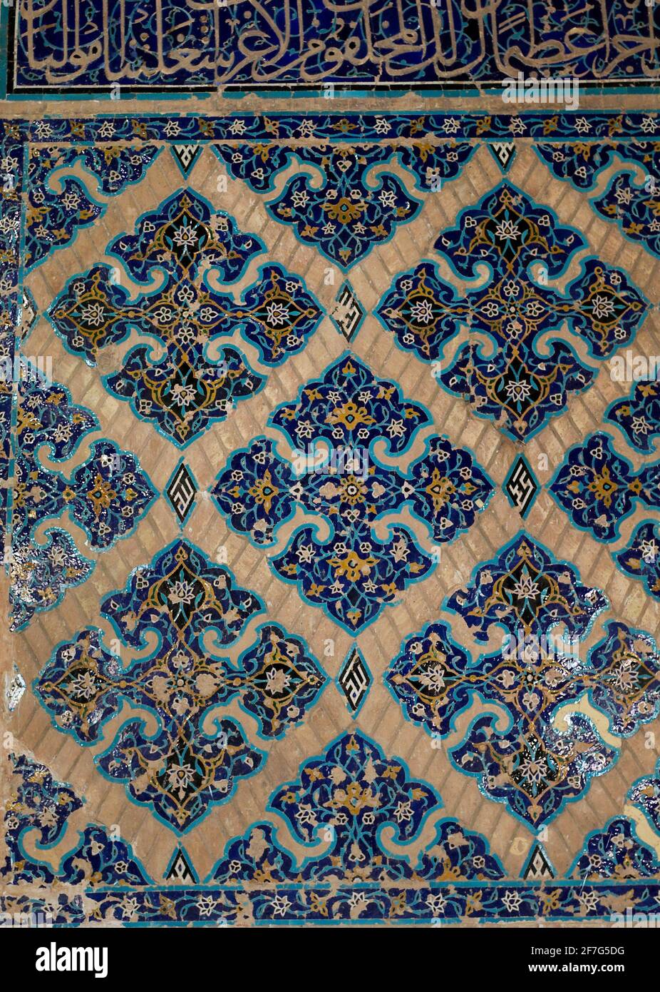 Detalle de las baldosas, Mezquita Azul, Tabriz, Irán Foto de stock