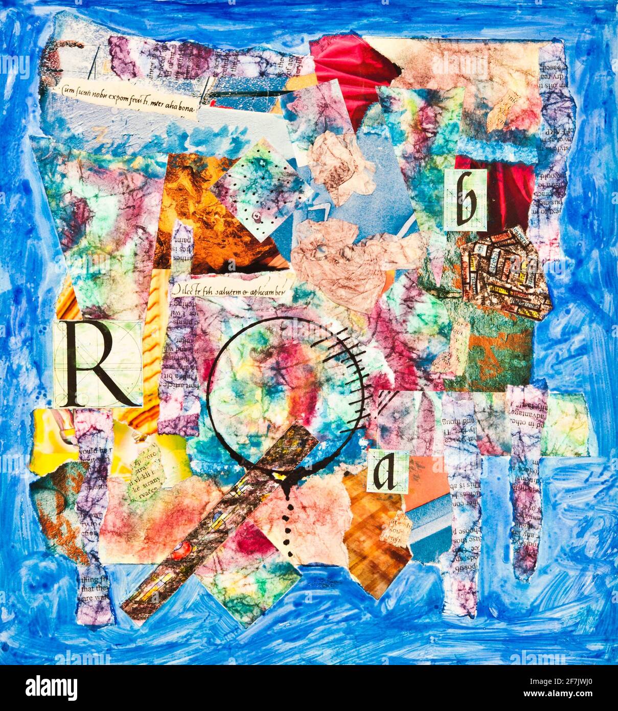 arte abstracto colorido, collage con letras, pintura acrílica y trozos de  papel sobre cartón Fotografía de stock - Alamy