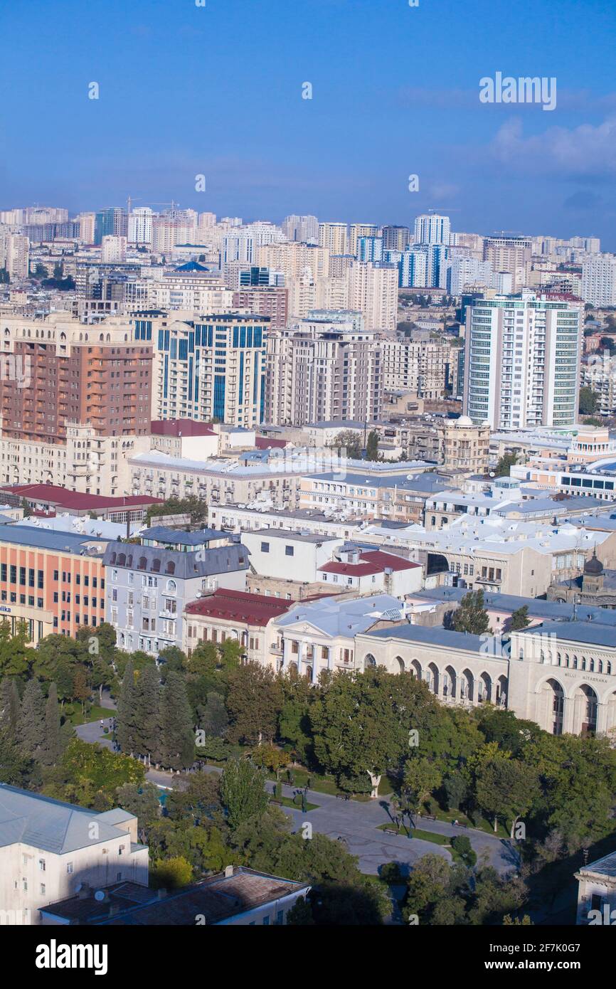 Azerbaiyán, Bakú, Vista del centro de la ciudad Foto de stock