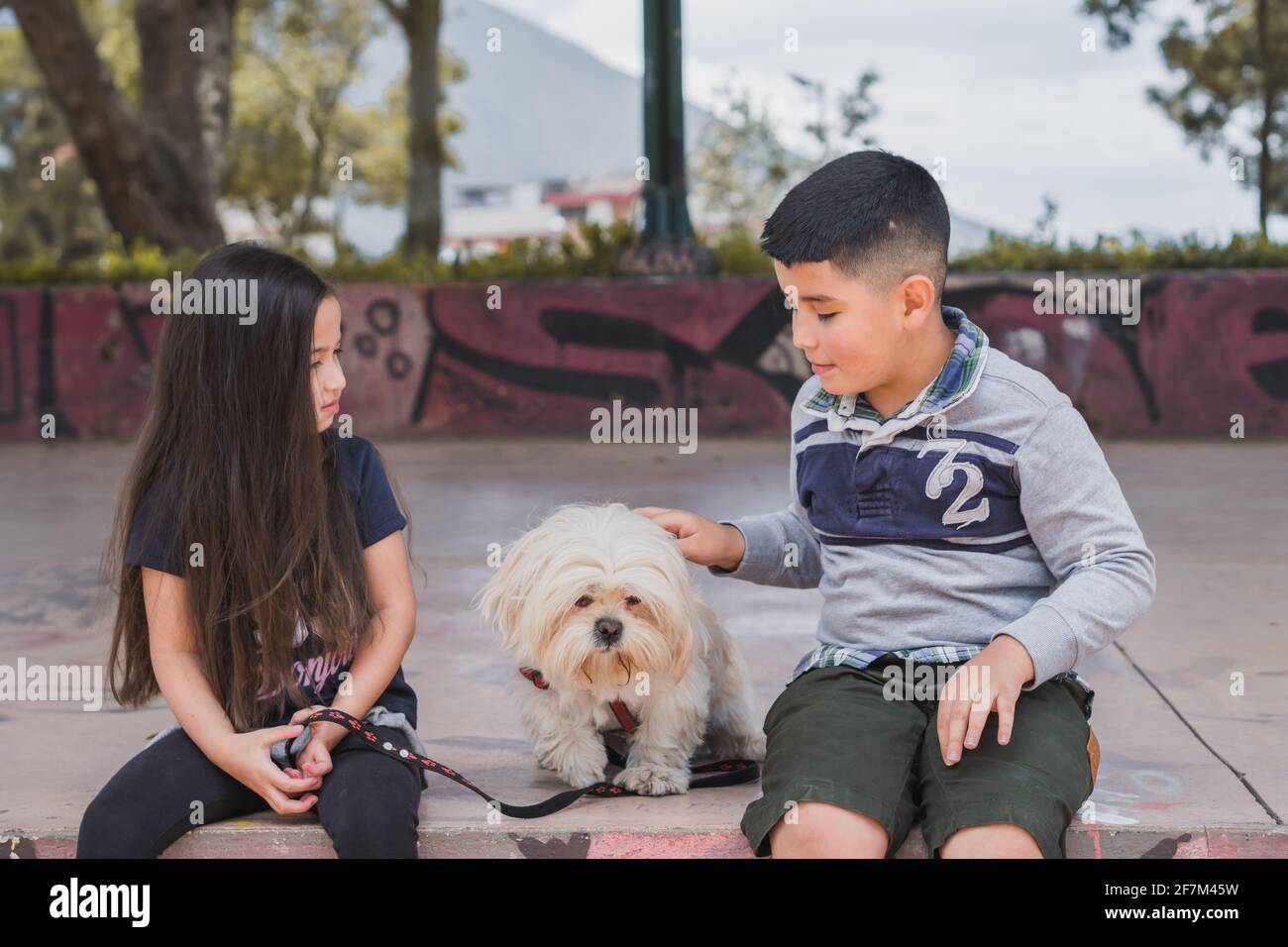 Niños con mascota en el parque fotografías e imágenes de alta resolución -  Alamy