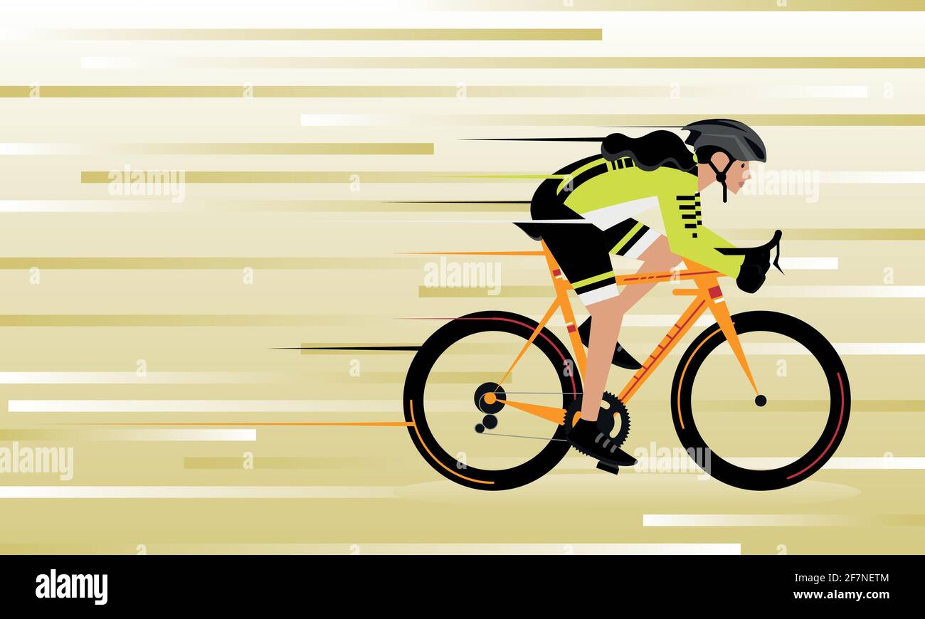 Mujer montando una bicicleta de ruta - Ilustración vectorial Imagen Vector  de stock - Alamy