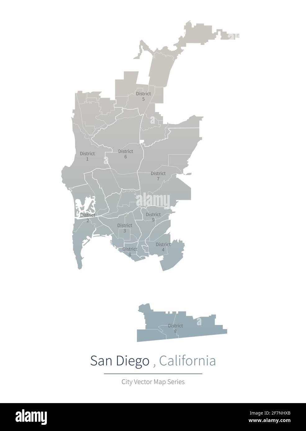 Mapa de San diego. Mapa vectorial de la ciudad más importante de los