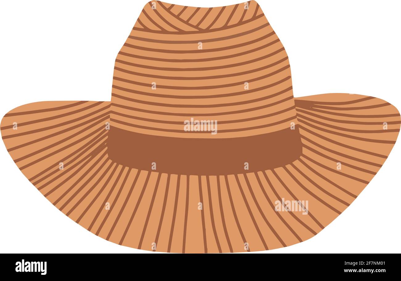 Un sombrero de mimbre de paja con visera. Tocado de verano. Ilustración  vectorial en un estilo de dibujo animado plano Imagen Vector de stock -  Alamy