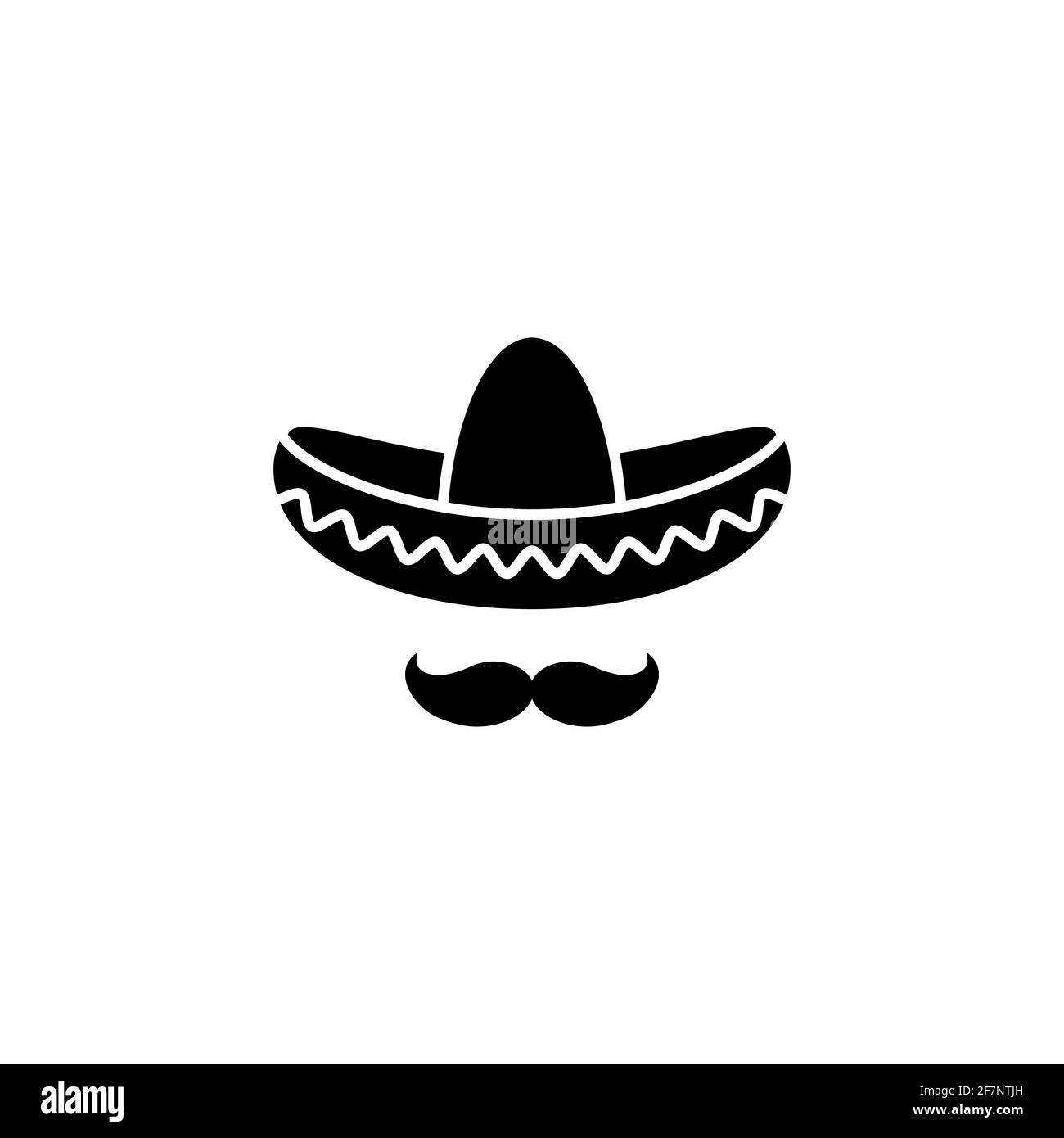 loseta Escarchado Pero Sombrero, sombrero mexicano con icono negro bigote. Logotipo plano aislado  sobre blanco. Ilustración vectorial. Símbolo de Cinco de Mayo. Símbolo de  México Imagen Vector de stock - Alamy