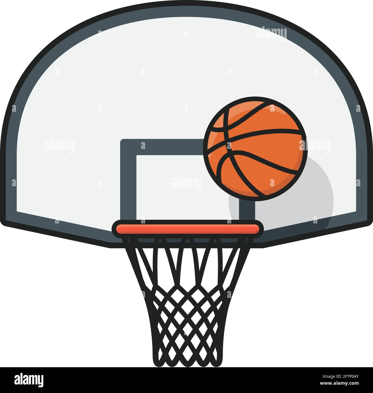 Aro con placa posterior de ventilador y bola aislada ilustración vectorial  para Día del Baloncesto el 6 de noviembre Imagen Vector de stock - Alamy