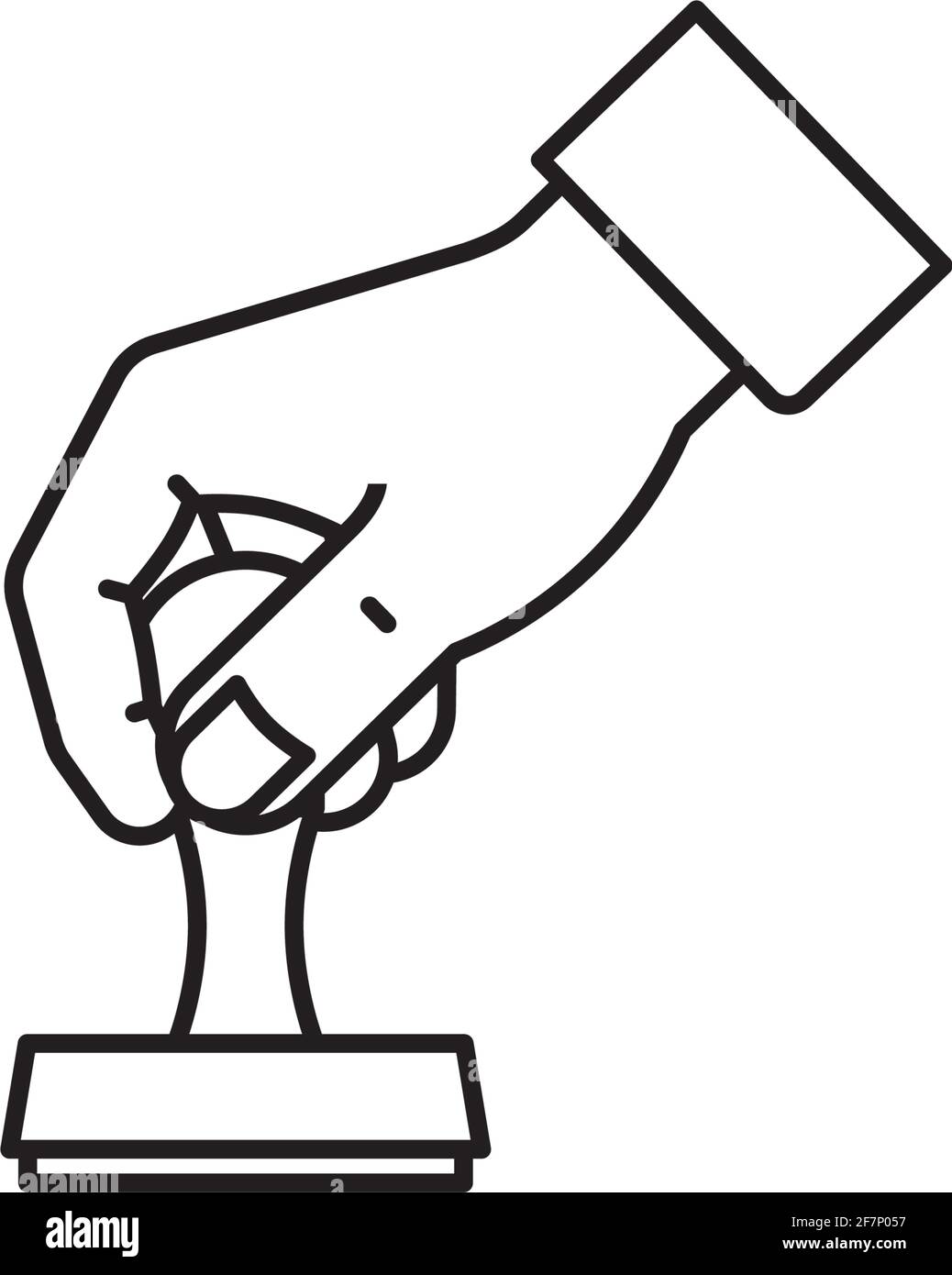 Mano con sello de goma icono de línea vectorial para Notary Public Día 7 de noviembre Ilustración del Vector