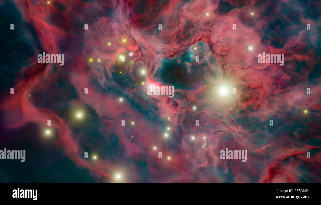Nebulosa Galáctica. Gran explosión en el espacio. 3d renderizar Foto de stock