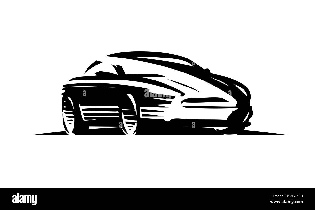 Concepto de diseño de coches abstractos. Transporte, ilustración del vector del logotipo del vehículo Ilustración del Vector