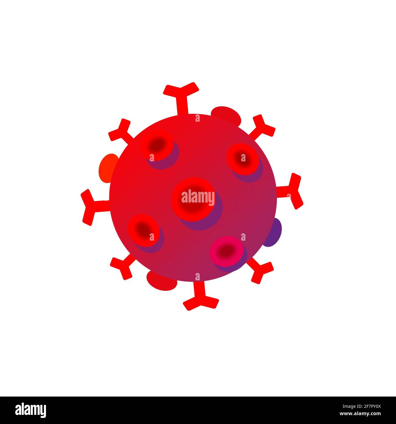 Coronavirus de la gripe vectorial, corvid 19, logotipo del virus de corona 2020, ilustración, gripe asiática. Bacterias realistas, infección por microbios y sangre, biología Foto de stock