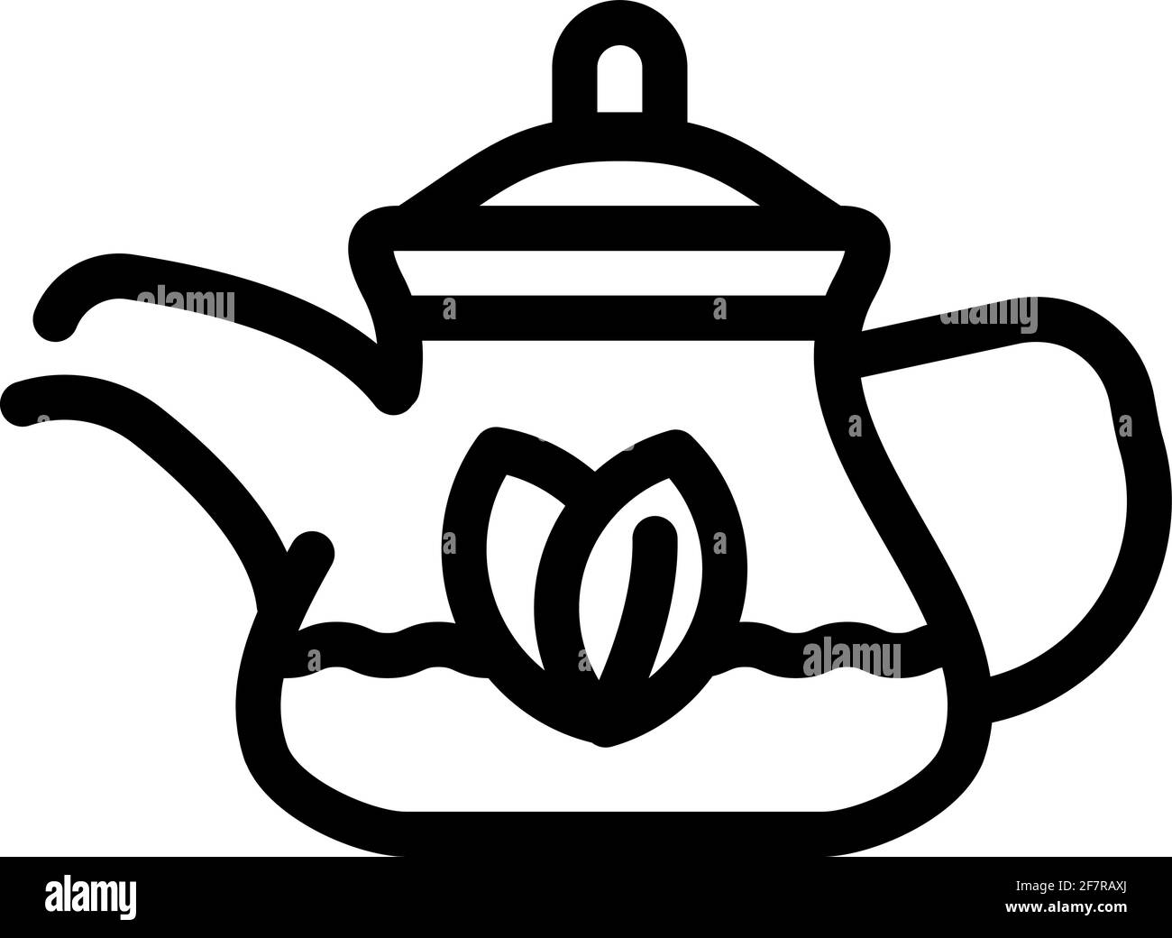 té verde en la línea de teapoto icono ilustración vectorial Imagen