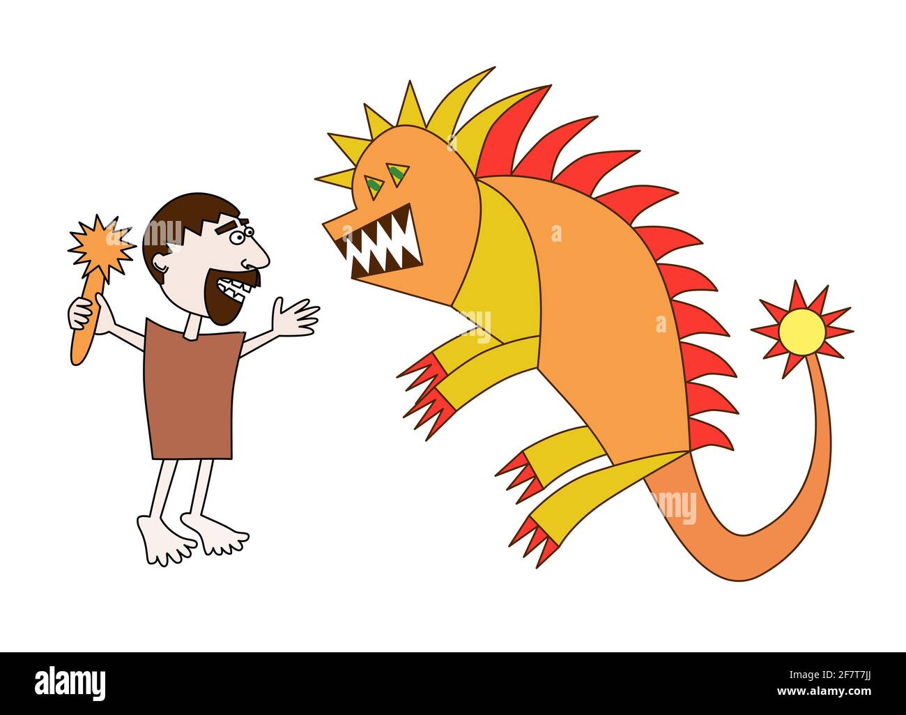 Hércules y el Nemean Lion dibujo mano niños diseño masculino lucha de carácter con animales salvajes Ilustración del Vector