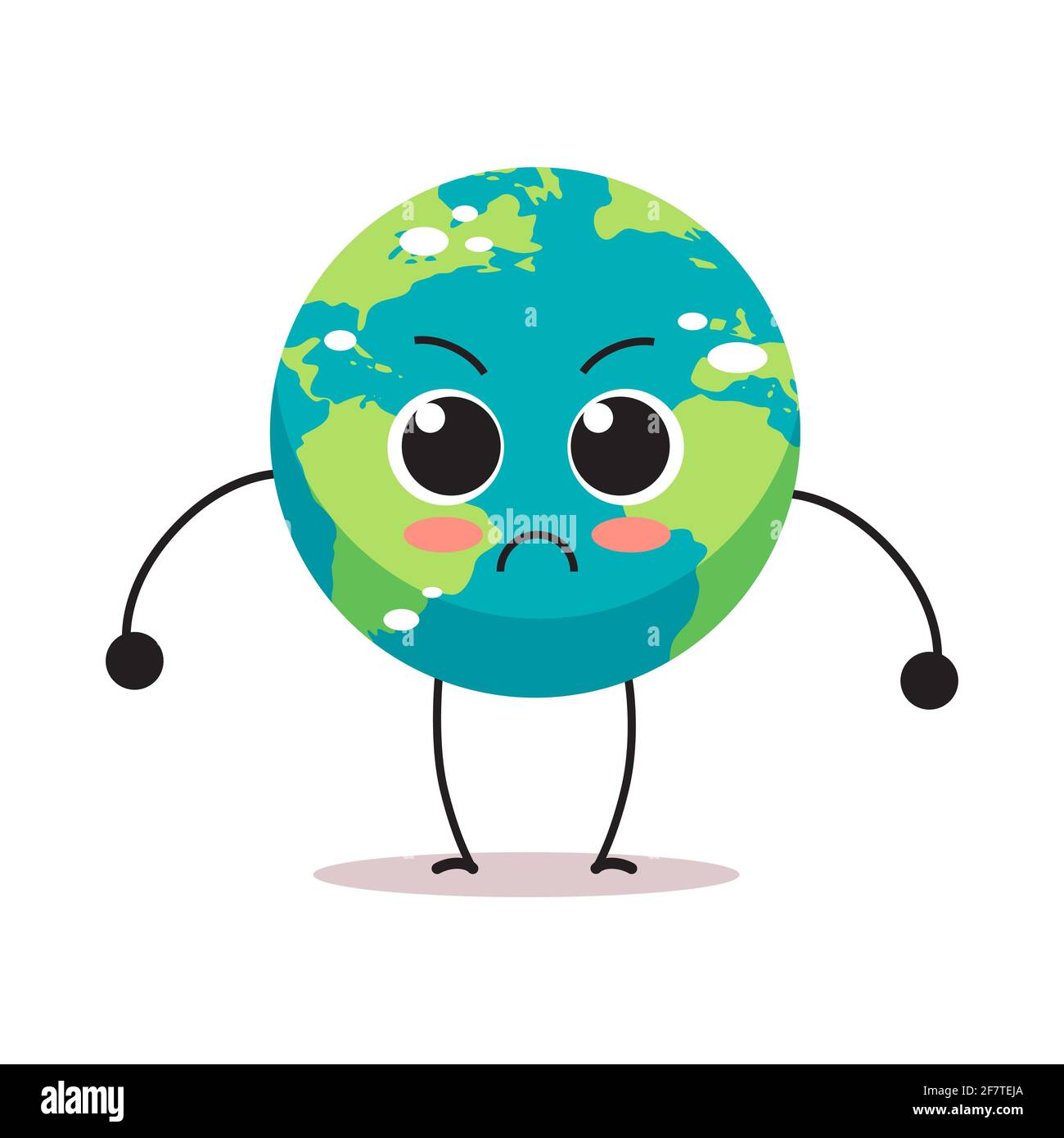 el personaje de la tierra enojada de dibujos animados personaje de globo  terráqueo decir no plástico cambio climático el calentamiento global ahorra  el concepto de planeta aislado Imagen Vector de stock -