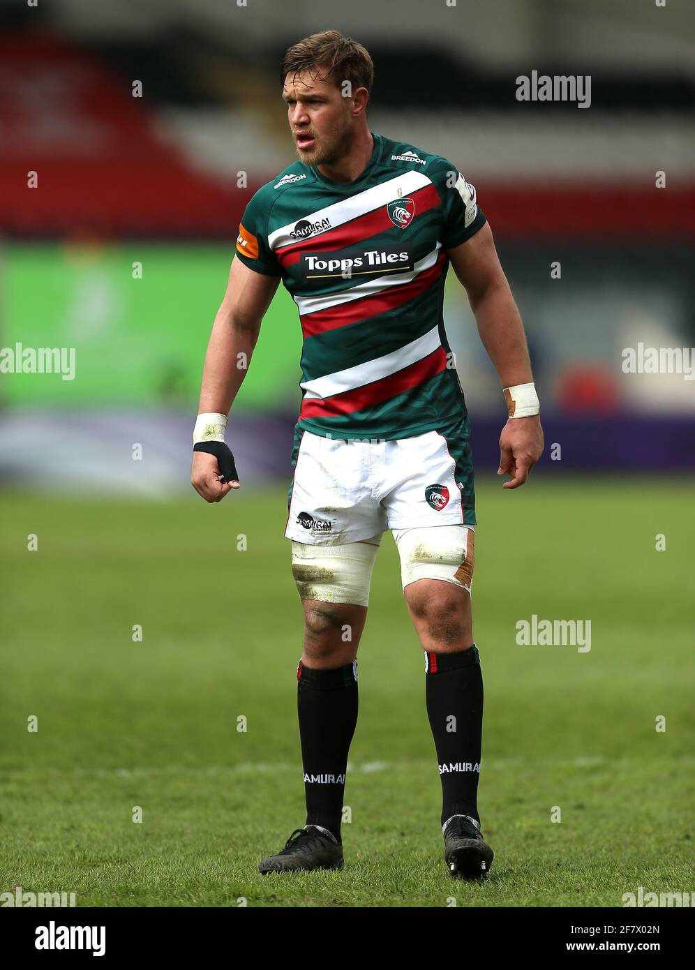 Hanro Liebenberg de Leicester Tigres durante la Copa Challenge, partido de  final de cuarto en Welford Road, Leicester. Fecha de la foto: Sábado 10 de  abril de 2021 Fotografía de stock - Alamy