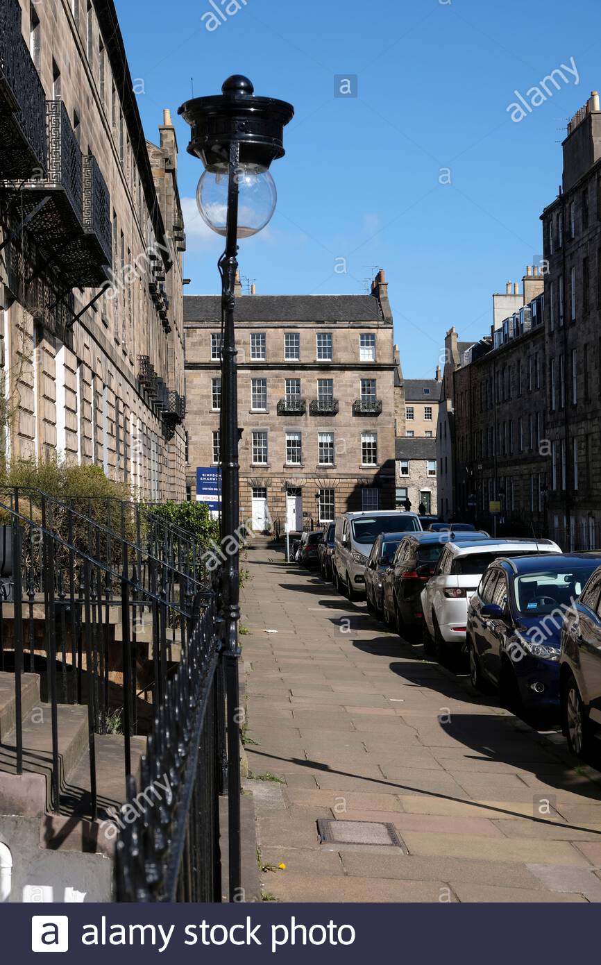 Northumberland Street, Edinburgh New Town Streets, viviendas de lujo, Edimburgo, Escocia Foto de stock