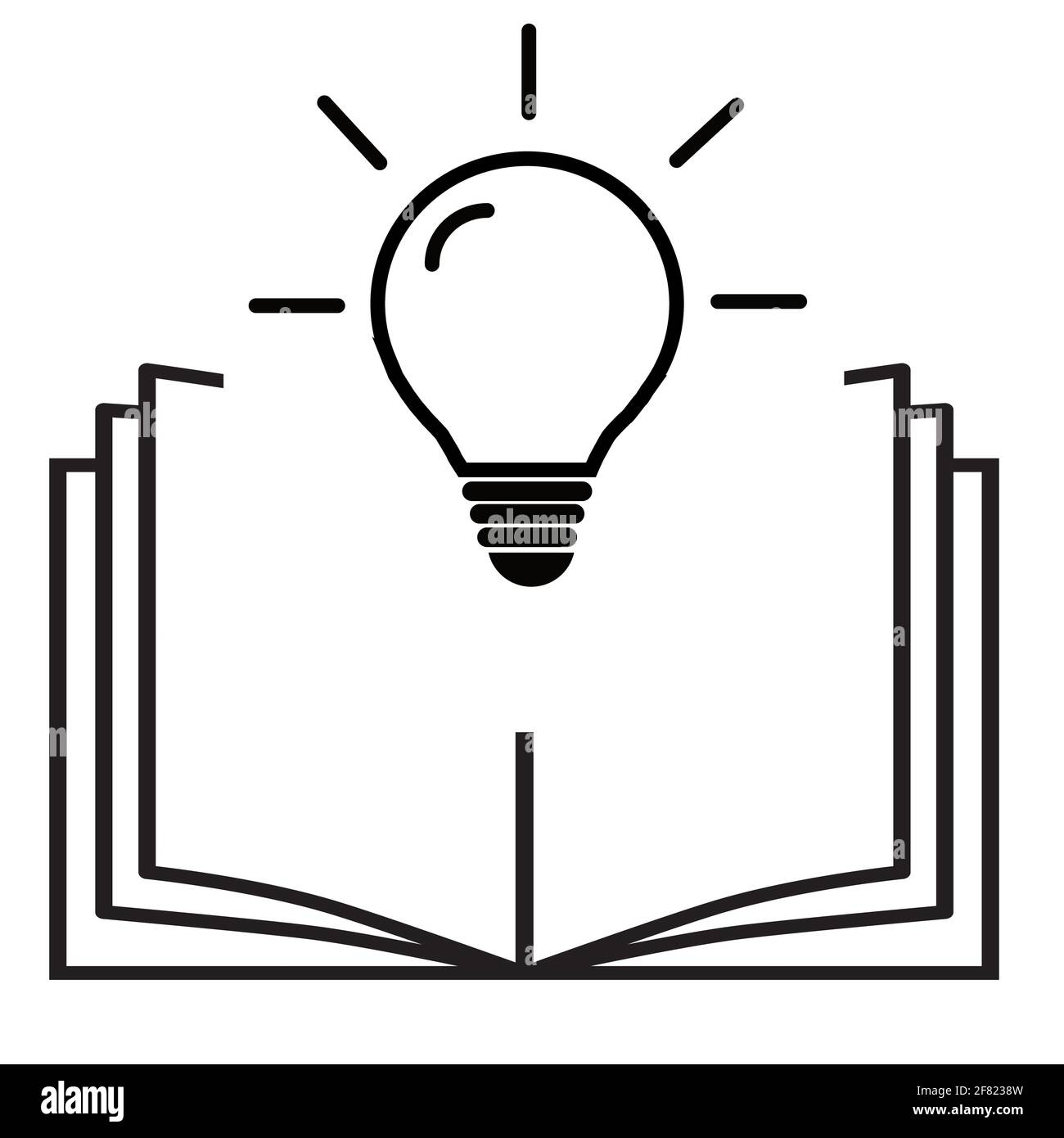 libro abierto con icono de bombilla sobre fondo blanco. concepto nuevo