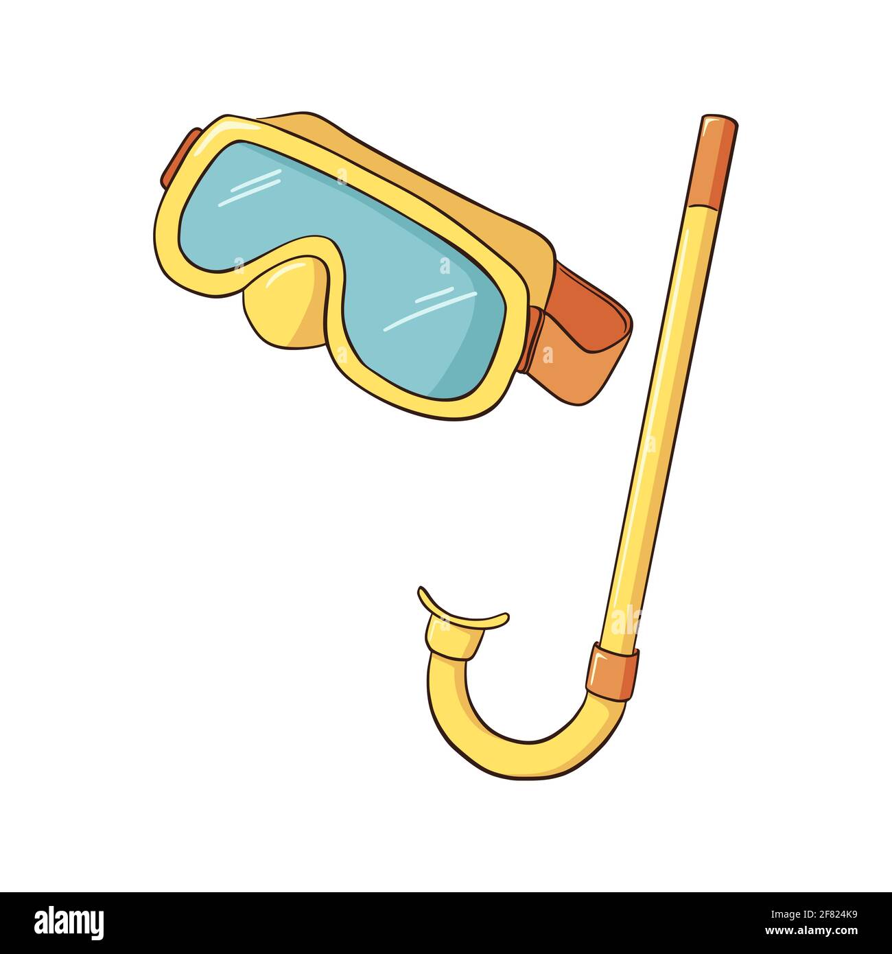 Dibujo de líneas coloridas gafas de buceo aisladas sobre fondo blanco.  Atributo de buceo, estilo plano Imagen Vector de stock - Alamy