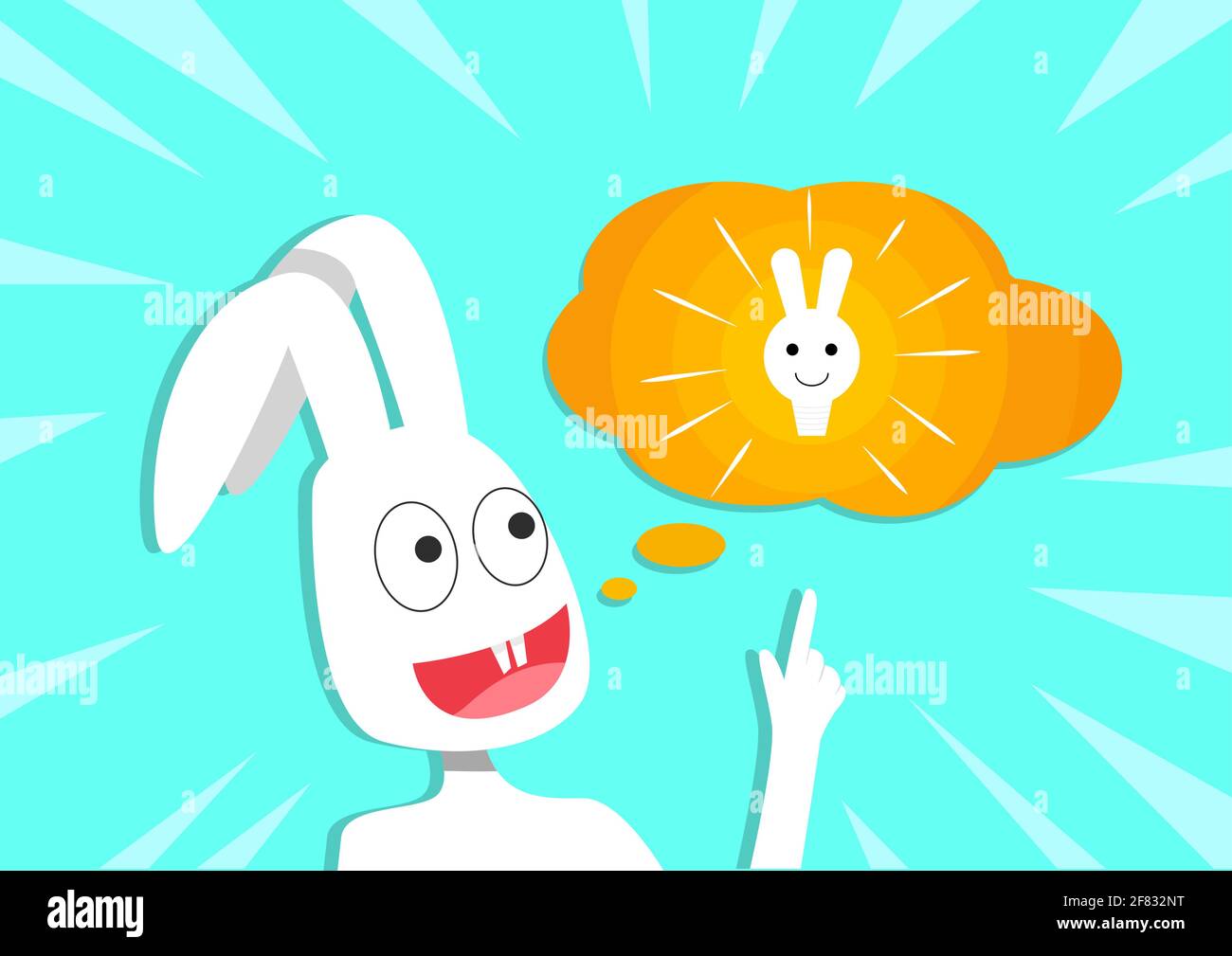 Conejo obtener nueva idea, arte de dibujos animados vectoriales Imagen  Vector de stock - Alamy