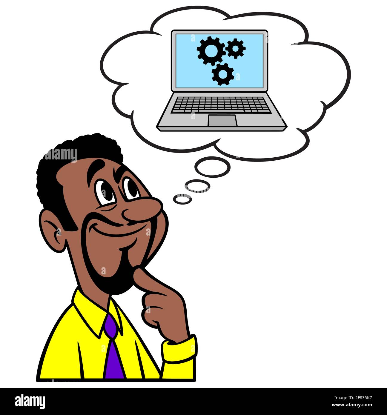 Hombre pensando en la programación de computadoras - Una ilustración de  dibujos animados de un hombre pensando en aprender programación de  computadoras Imagen Vector de stock - Alamy