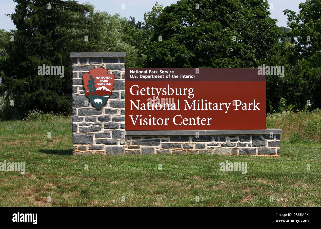 Parque Militar Nacional de Gettysburg – Sign, Pennsylvania, Estados Unidos Foto de stock