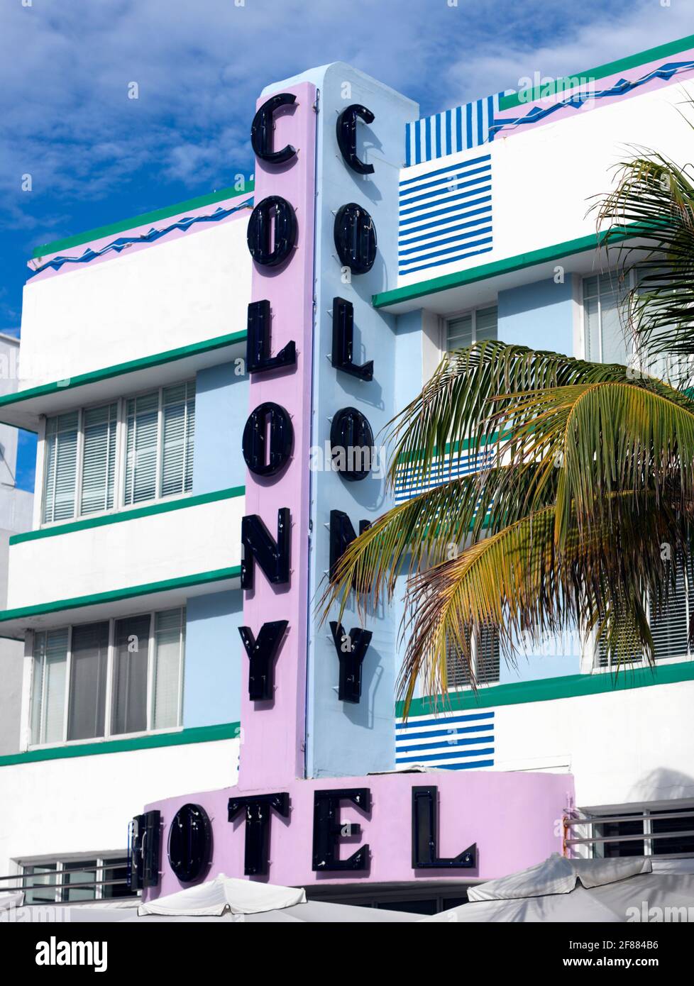 Estados Unidos, Florida, South Beach Miami, Colony Hotel, hotel de estilo art deco Foto de stock