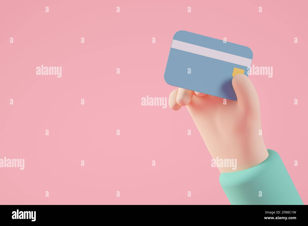 mano sosteniendo una tarjeta de crédito 3d renderizado Foto de stock