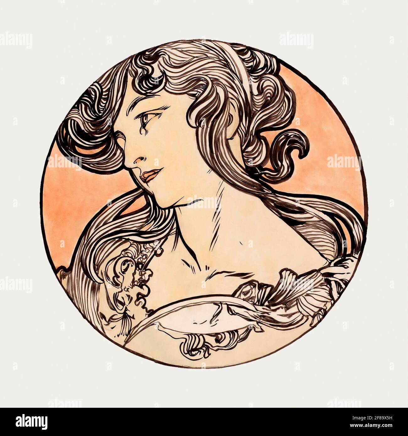 Vidrieras para la fachada de la boutique Fouquet de Alphonse Maria Mucha (1869–1939). Art Nouveau. Foto de stock