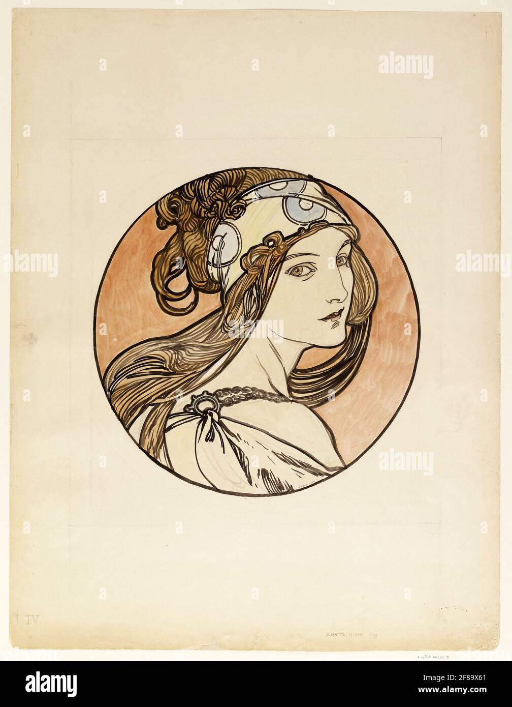 Alphonse Mucha (1860-1939). 'Vitrail pour la façade de la boutique Fouquet'. Diseño para Boutique Fouquet. c 1900. Art Nouveau. Foto de stock