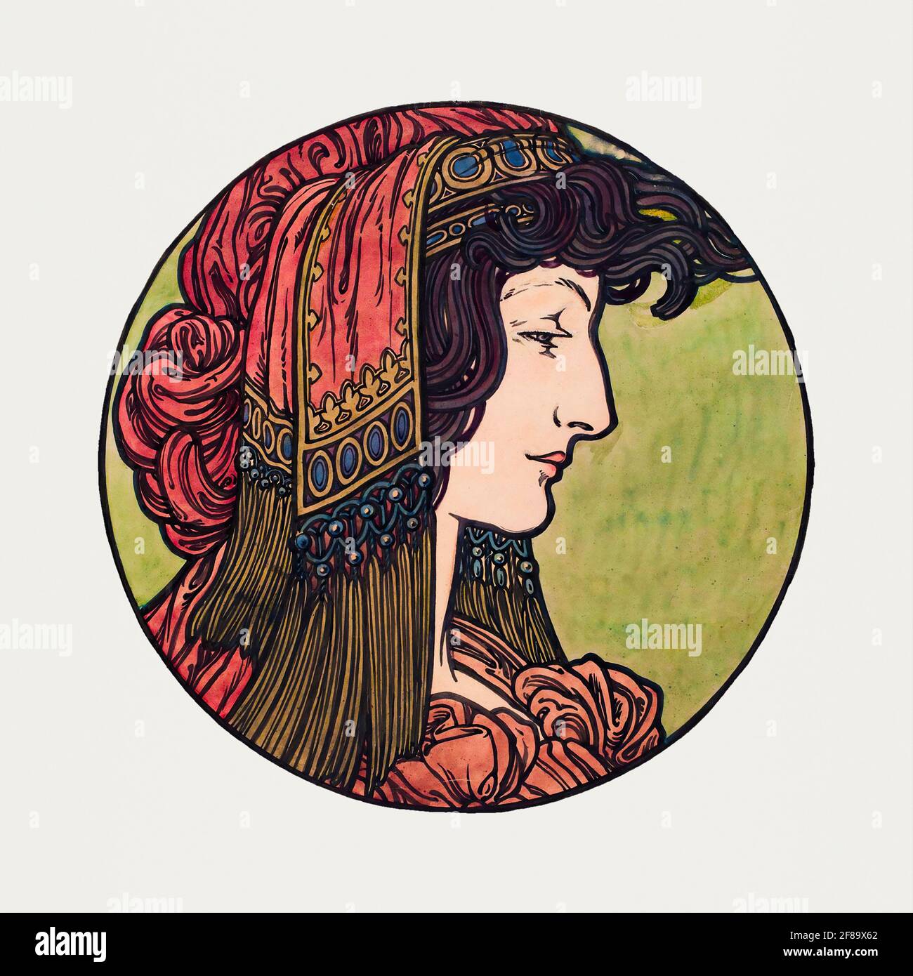 Vidrieras para la fachada de la boutique Fouquet de Alphonse Maria Mucha (1869–1939). Foto de stock