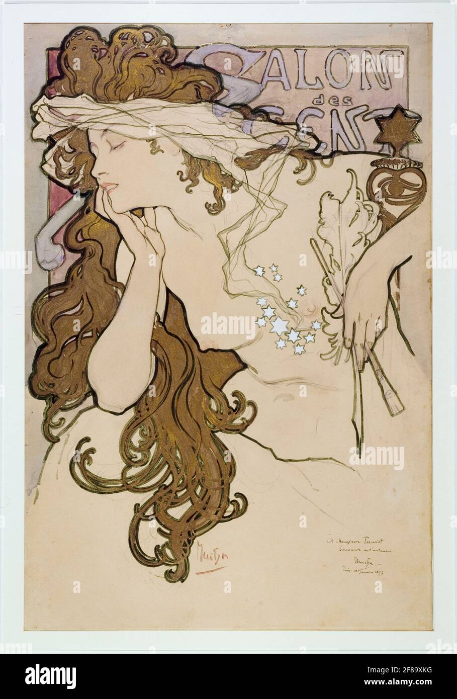 Alphonse Mucha (1860-1939). Maquette de l'affiche du Salon des Cents de 1896. Un boceto del cartel para Salon des Cents. 1896. Foto de stock