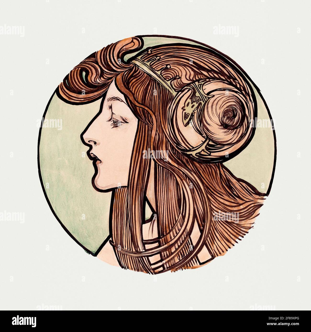 Vidrieras para la fachada de la boutique Fouquet de Alphonse Maria Mucha (1869–1939). Art Nouveau. Foto de stock