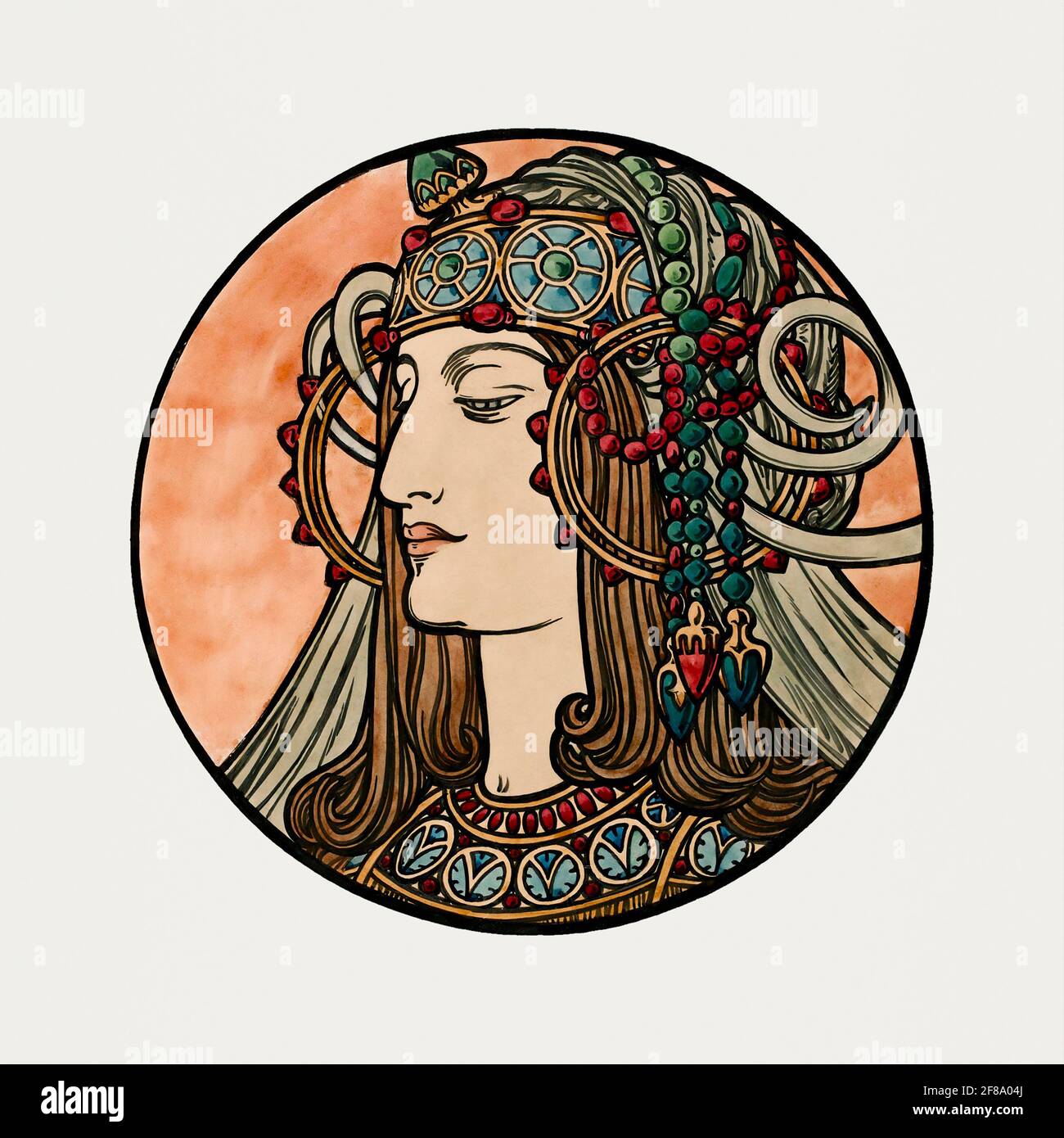 Vidrieras para la fachada de la boutique Fouquet de Alphonse Maria Mucha (1869 y 1939). Art Nouveau. Foto de stock
