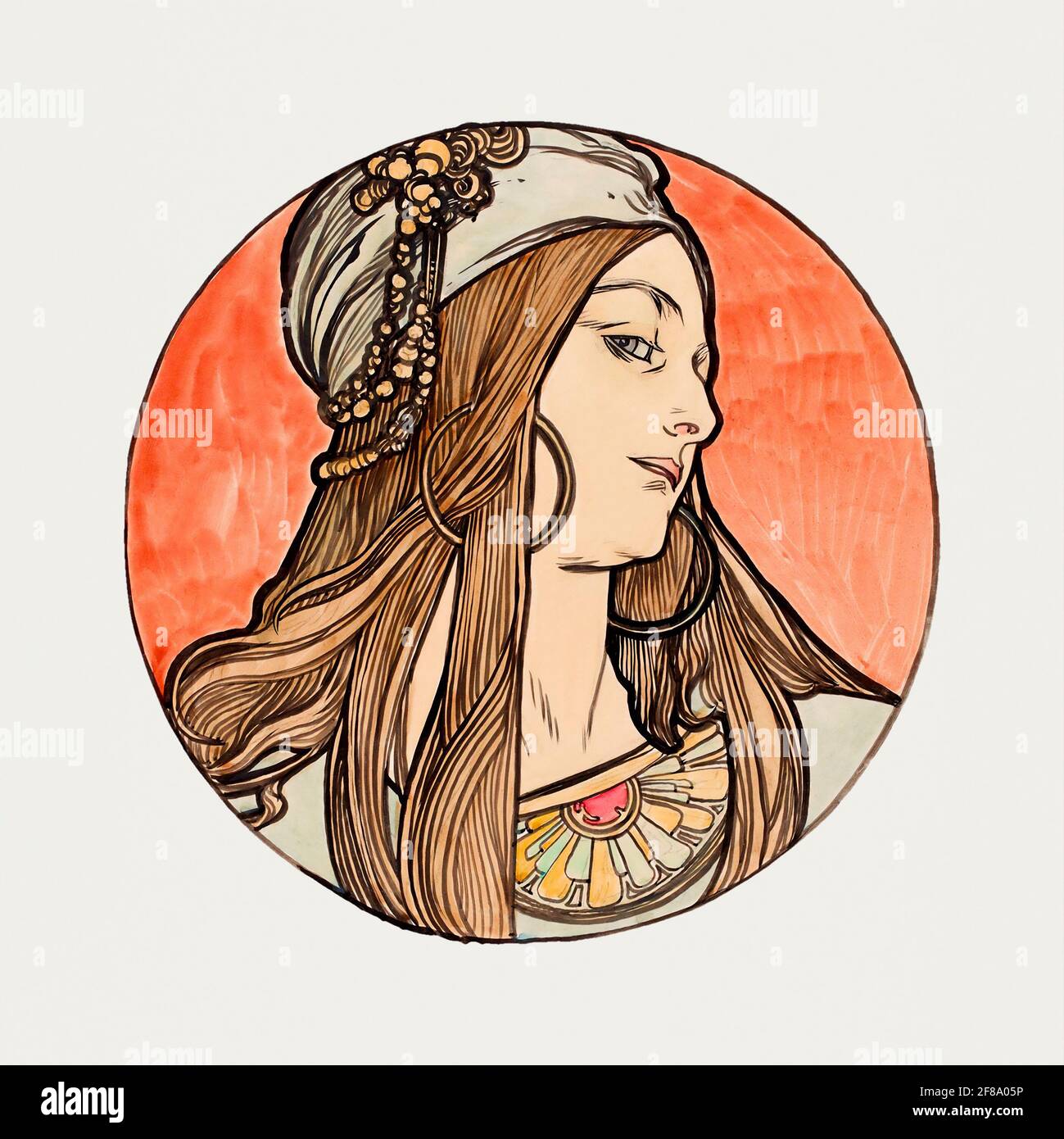 Vidrieras para la fachada de la boutique Fouquet de Alphonse Maria Mucha (1869 y 1939). Art Nouveau. Foto de stock