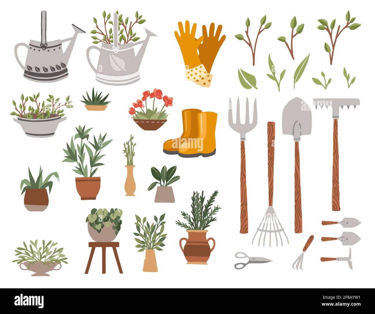 Gran colección de artículos para cultivar un huerto varias herramientas de  jardinería vector ilustración aislada sobre fondo blanco Imagen Vector de  stock - Alamy