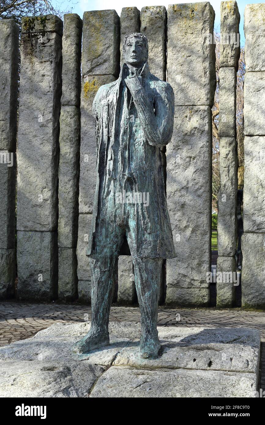 Estatua de Wolfe Tone en la esquina de St Stephens Green en Dublín. Foto de stock