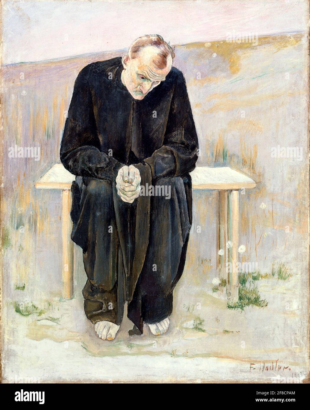 Fernando Hodler. Pintura titulada 'El desilusionado' del pintor simbolista suizo Ferdinand Hodler (1853-1918). Óleo sobre lienzo, 1892 Foto de stock